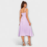 Hope - Cremefarbenes Kleid mit Rüschen und Schlitz