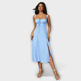 Hope - Cremefarbenes Kleid mit Rüschen und Schlitz