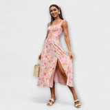 Hope - Cremefarbenes Kleid mit Rüschen und Schlitz