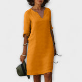 Ellyse - Petrolfarbenes Sommerkleid mit V-Ausschnitt