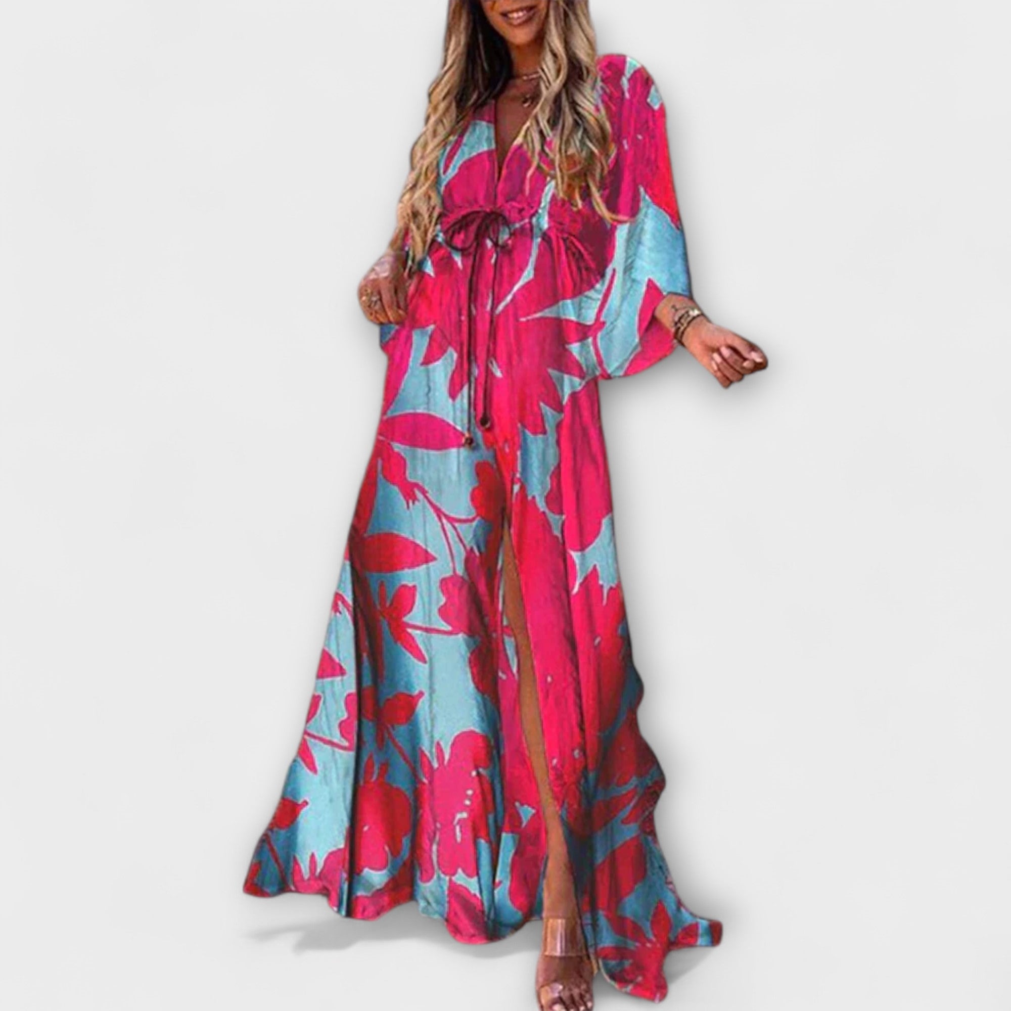 Isla - Buntes Maxikleid mit V-Ausschnitt