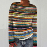 Esteri | Dunkler Retro-Pullover mit bunten Streifen
