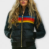 Roswitha - Bunte Retro-Parka mit Kunstfellkapuze