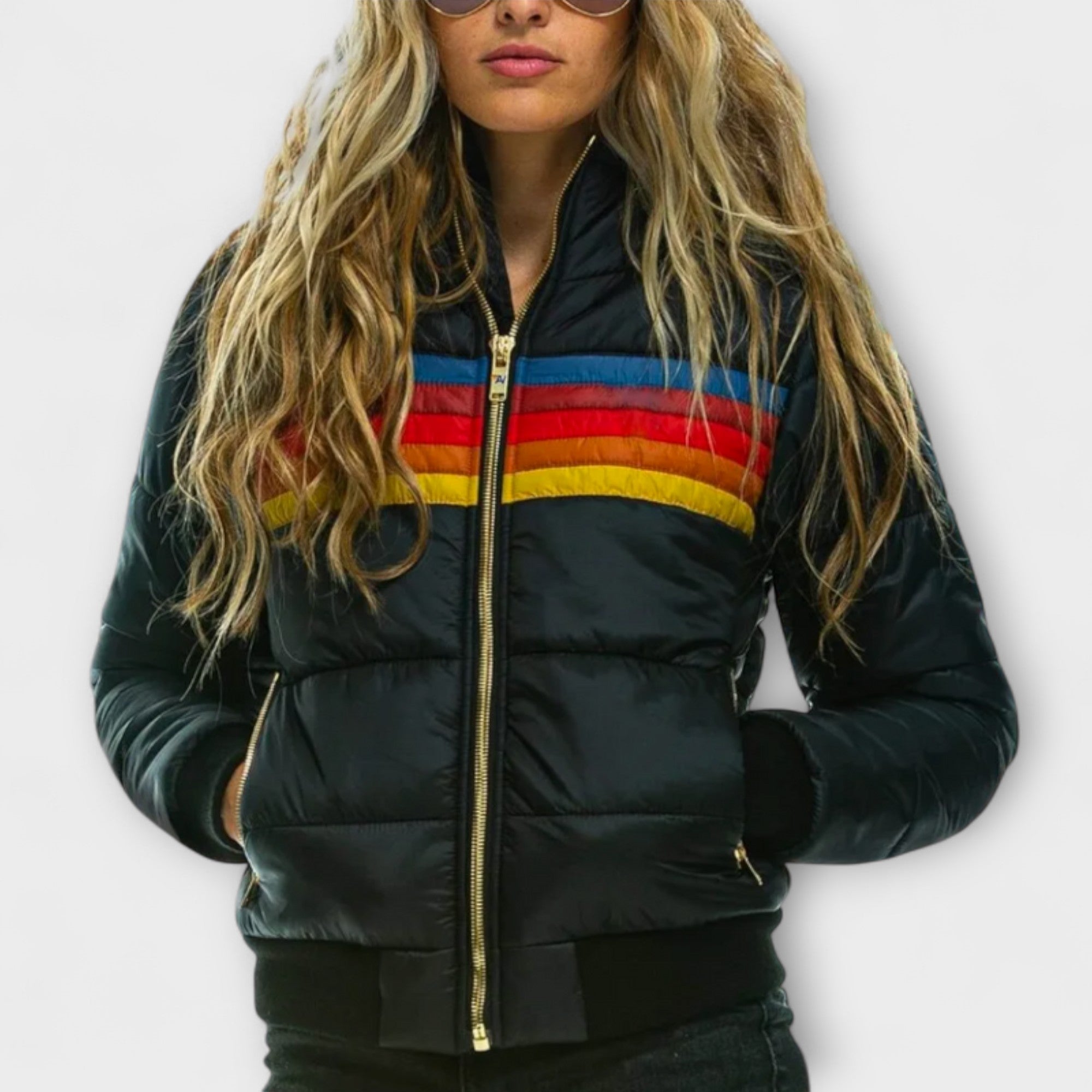 Roswitha - Bunte Retro-Parka mit Kunstfellkapuze