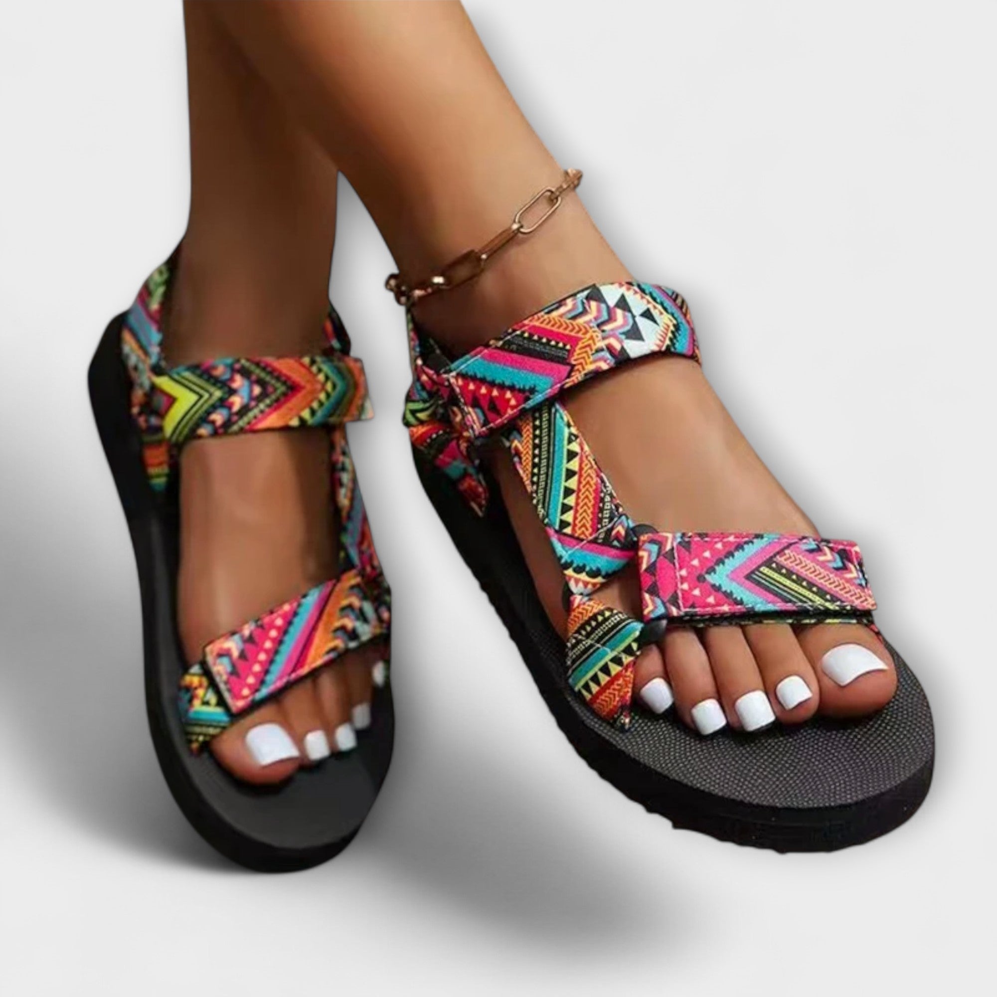 Hildrun - Ethno-Sandalen mit Knöchelriemen
