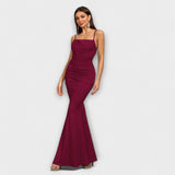 Callie - Beiges elegantes Rüschenkleid