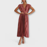 Maria - Altrosa stilvolles Faltenkleid