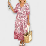 Caitlin - Blau-weisses luftiges Blumenkleid