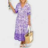 Caitlin - Blau-weisses luftiges Blumenkleid