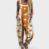 Mira - Orange Vintage-Latzhose mit Karomuster