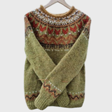 Forest Ember | Olivgrüner Pullover mit Norweger-Muster