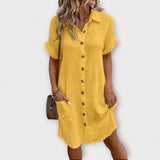 Aria - Weisses Hemdblusenkleid mit Knopfleiste