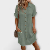 Aria - Weisses Hemdblusenkleid mit Knopfleiste