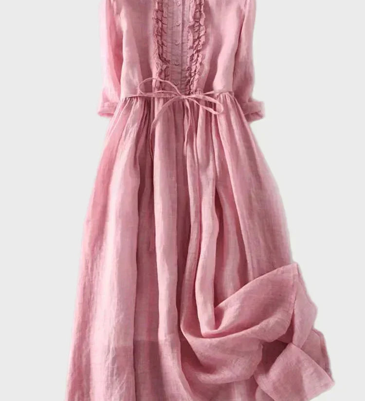 Salbeigrünes Leinen-Trägerkleid