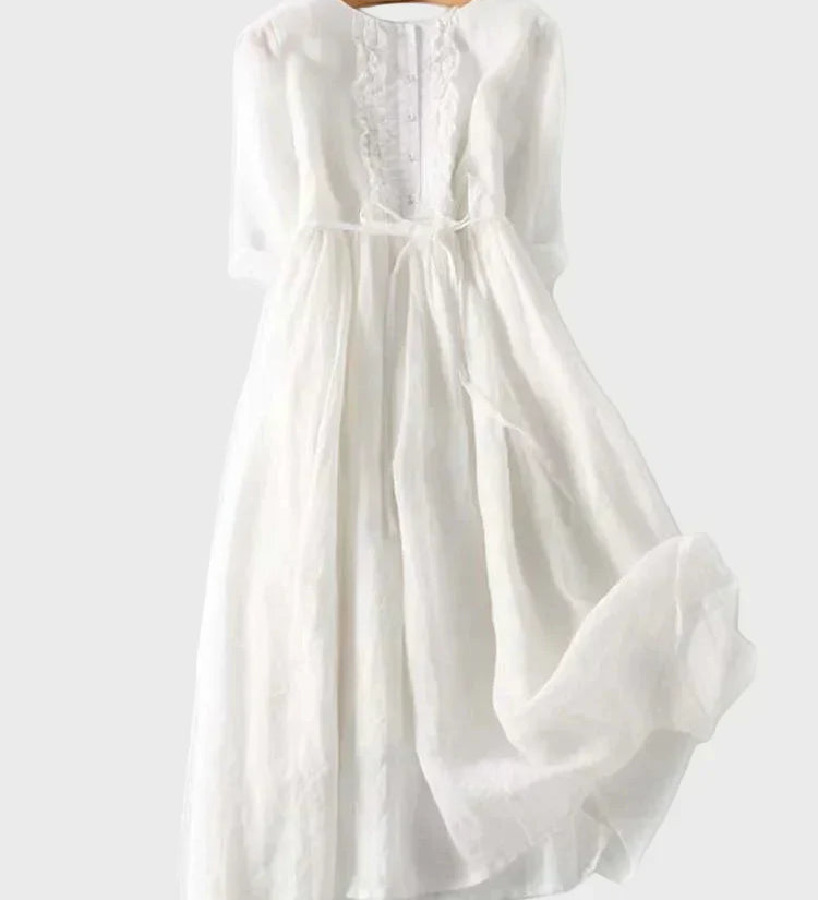 Salbeigrünes Leinen-Trägerkleid