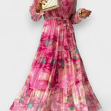 Luísa - Pinkes Wickelkleid mit Blütenmuster