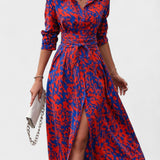 Bianca - Rotes Kleid mit Animal-Print