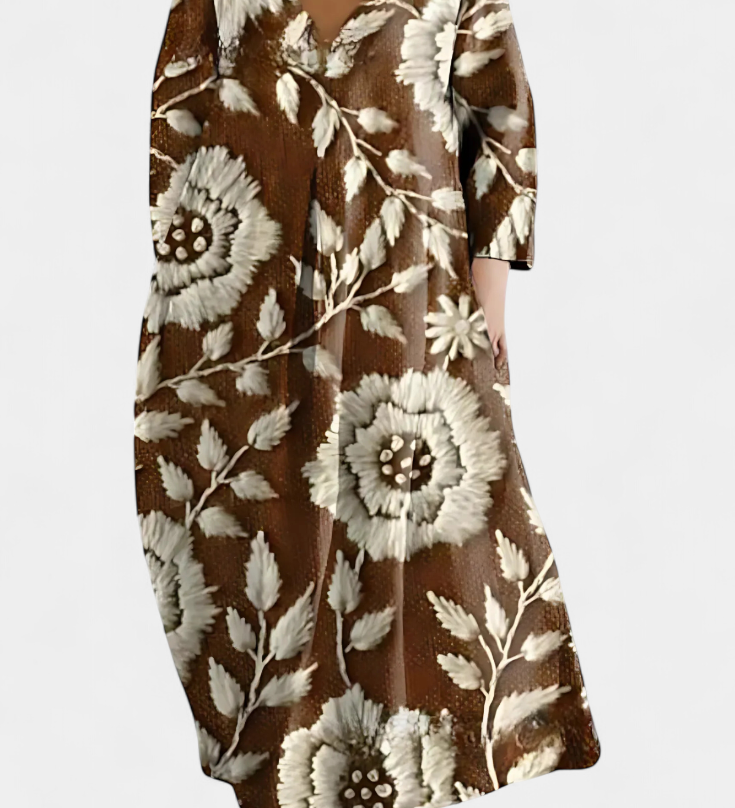 Ana - Buntes fliessendes Kleid mit Aquarellmuster