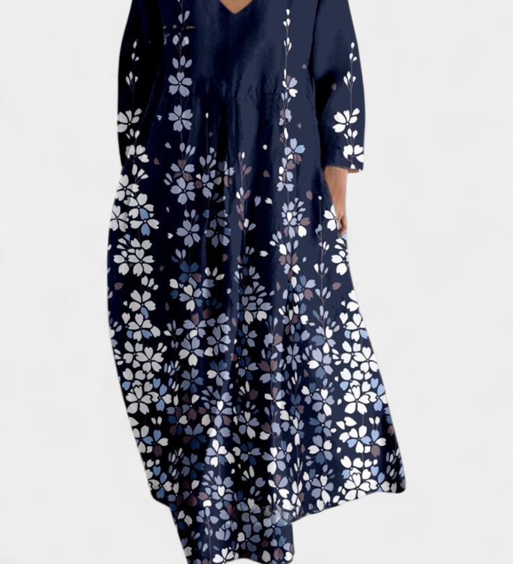 Ana - Buntes fliessendes Kleid mit Aquarellmuster