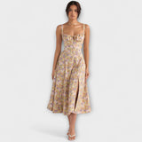Zipporas - Tailliertes Bustierkleid mit Frühlingsblumen