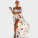 Verena - Weisses Boho-Midikleid mit Blütenmuster