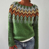 Katinka | Petrolfarbener Retro-Pullover mit Norweger-Muster