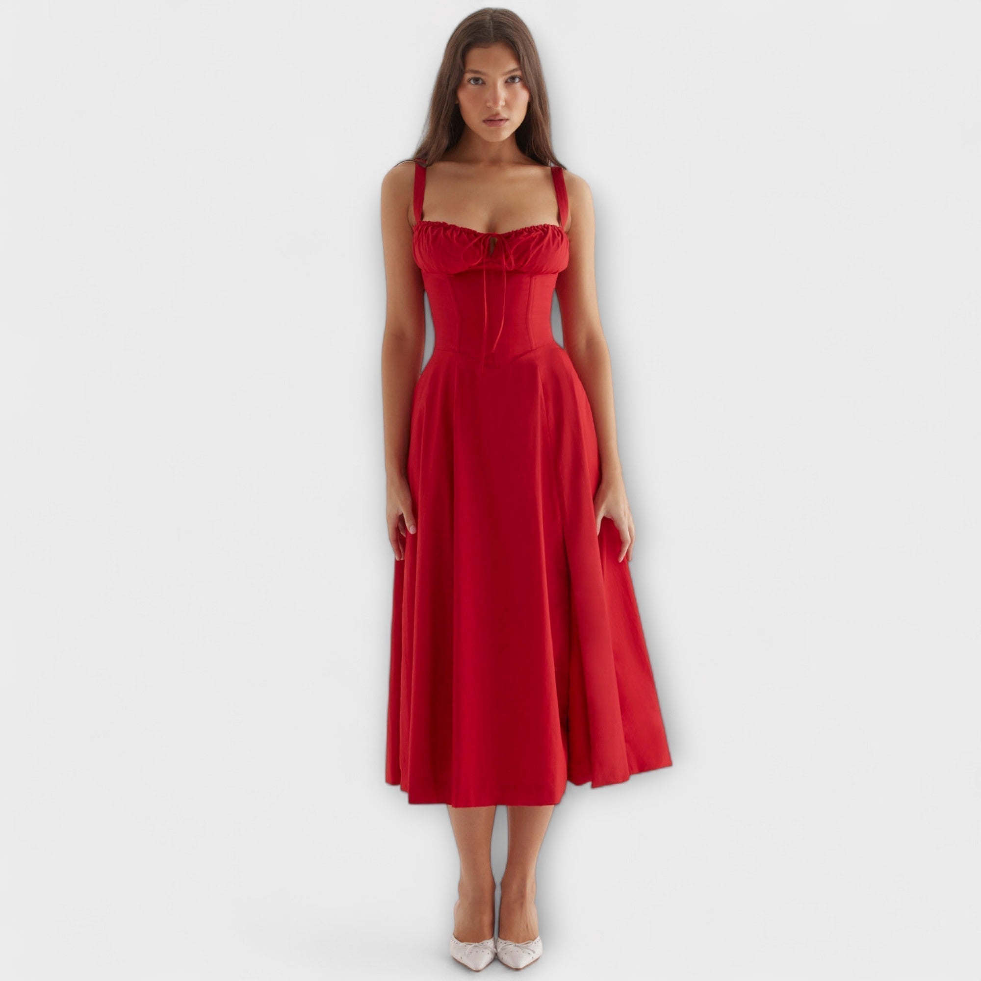 Zipporas - Tailliertes Bustierkleid mit Frühlingsblumen