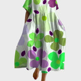 Limettengrünes Kleid mit Blumenmuster