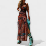 Fee - Braunes Midikleid mit Cowl-Neck
