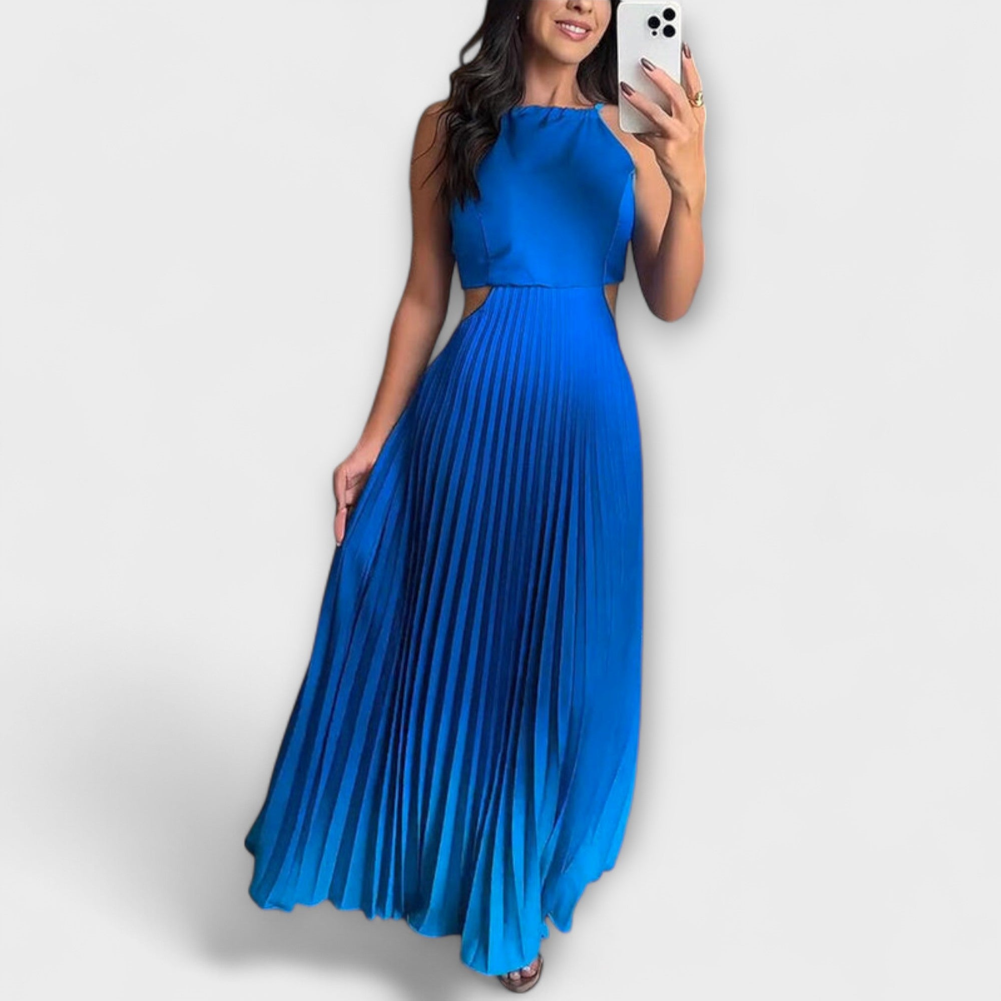 Haven - Gelb-grünes Falten-Maxikleid mit Farbverlauf