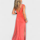 Ella - Gelbes Tie-Dye-Maxikleid mit Cut-Out