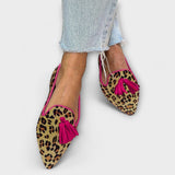 Berta - Leoparden-Slipper mit Quasten