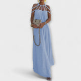 Briar - Beiges Maxikleid mit drapierten Zöpfen