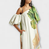 Melody - Weisses Off-Shoulder-Maxikleid mit Blütenmotiv