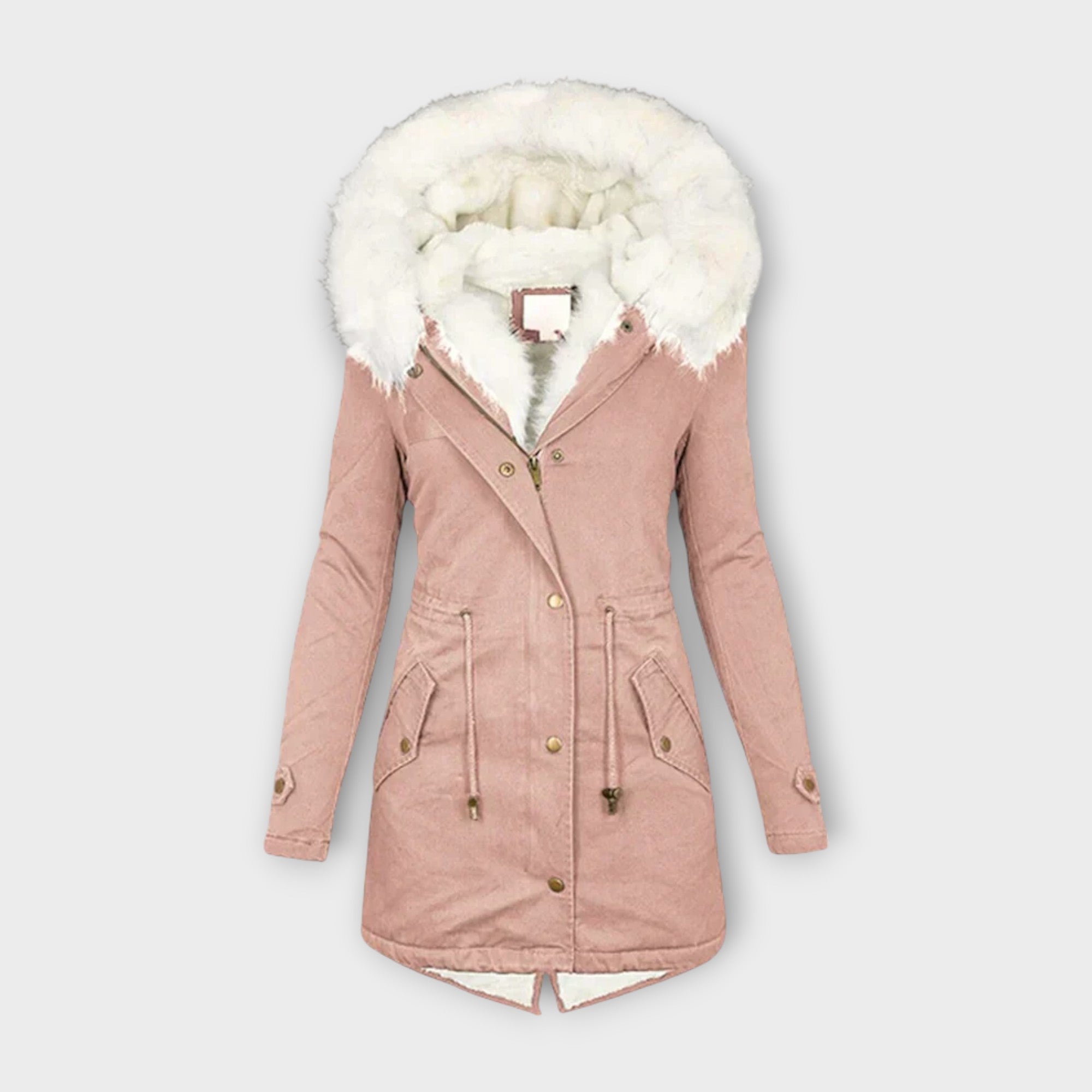 Ivara - Olivgrüne Winterjacke mit Fellkapuze