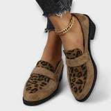 Kriemhilde - Wildleder-Loafer mit Leoparden-Futter