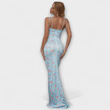 Thalia - Dunkelgrünes Maxikleid mit Blütenmuster