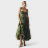 Lucrezia - Olivgrünes Plissee-Midikleid