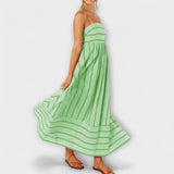 Svea - Rosa gestreiftes Maxikleid