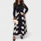 Hedda - Bordeaux-gestreiftes Hemdblusenkleid mit Gürtel