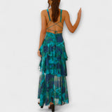 Domenica - Blau-grünes Chiffonkleid mit Lagen