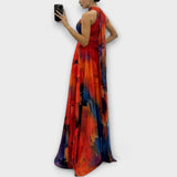 Isalie - Pinkes Chiffon-Maxikleid mit Blumenmuster