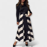 Hedda - Bordeaux-gestreiftes Hemdblusenkleid mit Gürtel