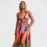 Freya - Buntes Maxikleid mit Aquarellmuster