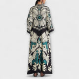 Giselle - Schwarzes Maxikleid mit Blättermuster