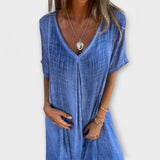 Juliette - Blaues luftiges Malaga-Kleid
