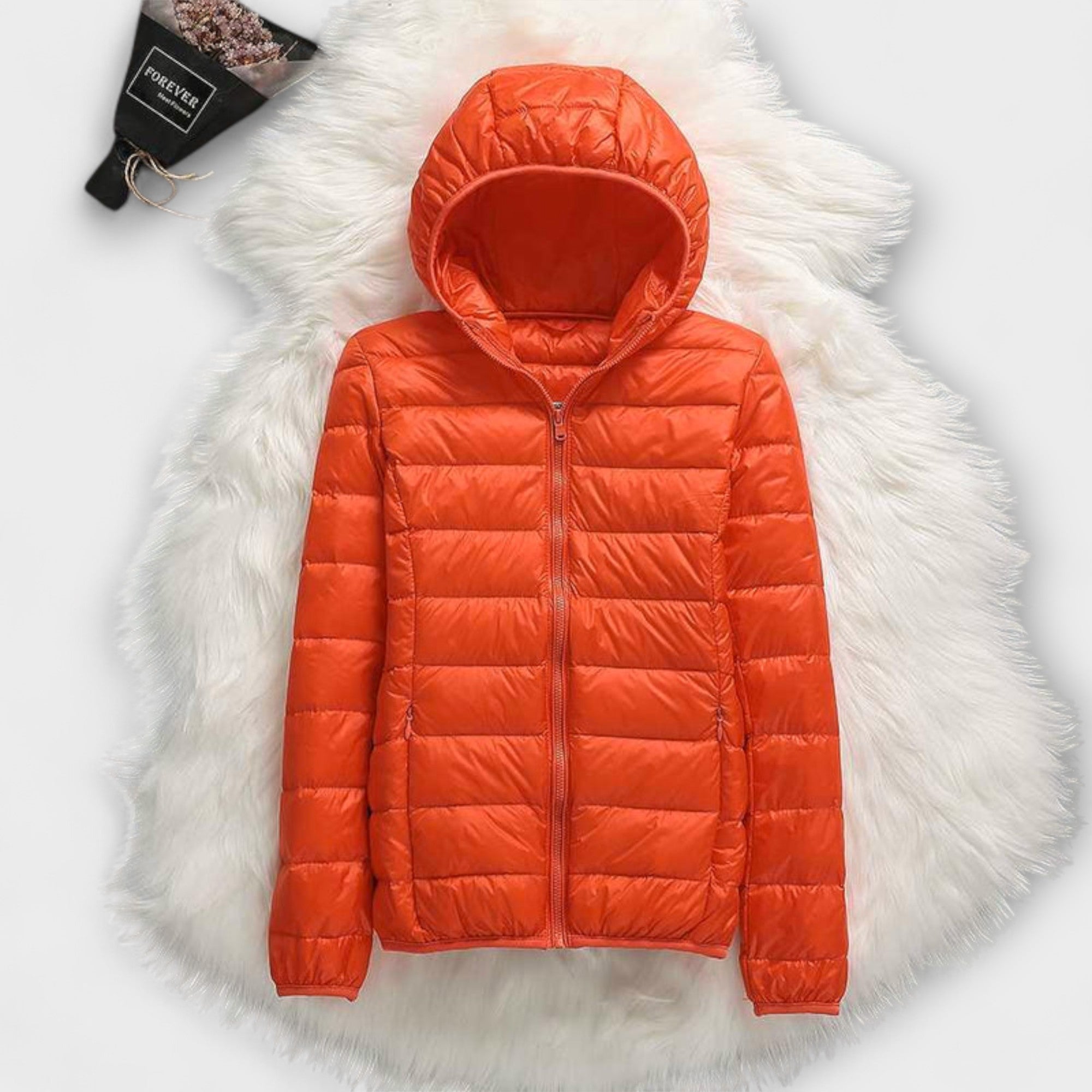 Manuela - Altrosa Winterjacke mit Kapuze