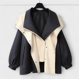 Mera - Cremefarbene Bicolor-Oversized-Jacke