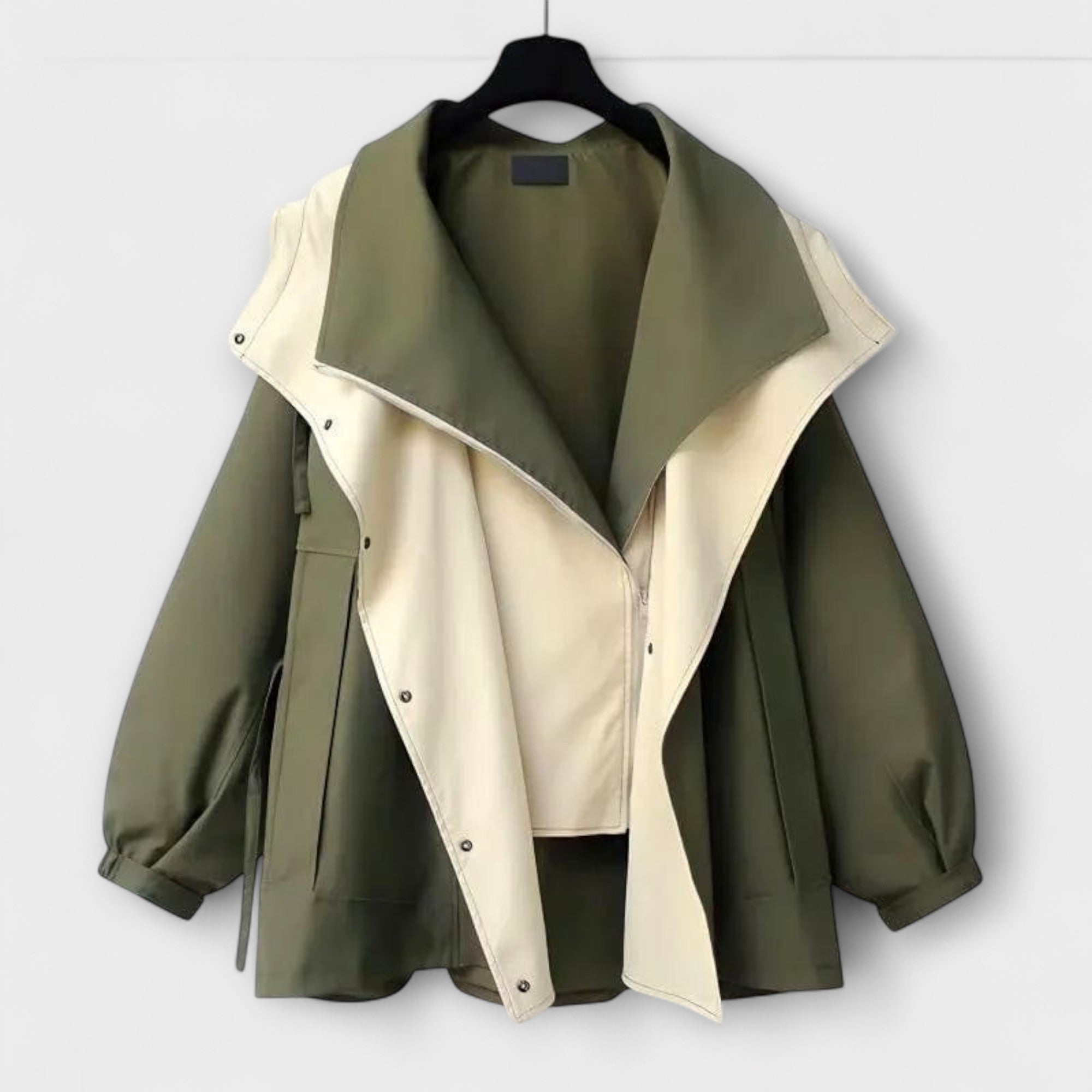 Mera - Cremefarbene Bicolor-Oversized-Jacke