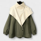 Mera - Cremefarbene Bicolor-Oversized-Jacke